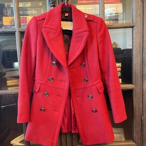 Burberry Brit Red Virgin Wool Coat size US 2